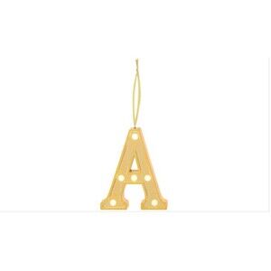 SET OF 2 Ganz LED Light up Marquee Initial Ornaments Letters – Gold/A